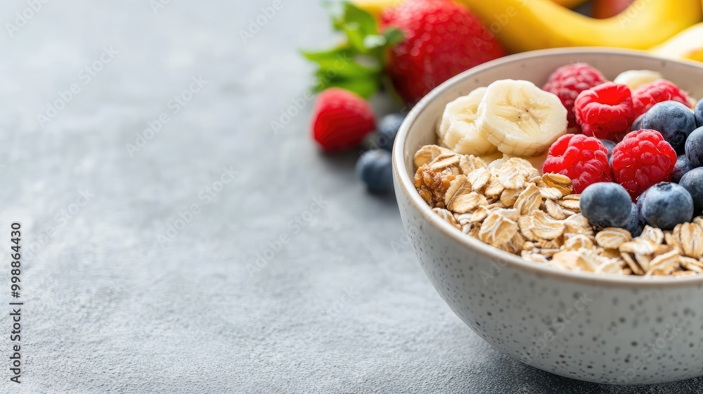 Healthy Breakfast Bowl with Fresh Fruits and Oats Healthy Breakfast Bowl with Fresh Fruits and Oats