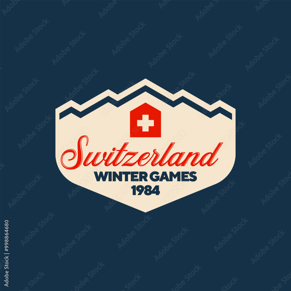 Sticker or logo with winter games for Switzerland. Vector illustration Sticker or logo with winter games for Switzerland. Vector illustration