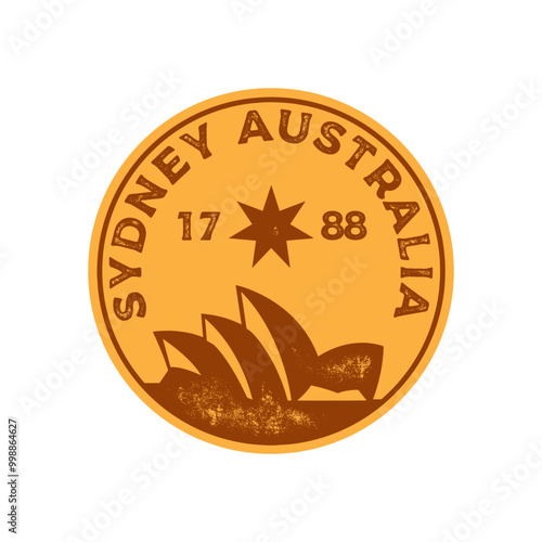 Sydney, Australia textured vintage vector logo. Vintage print for sticker. Trendy Hipster design. Vector illustration