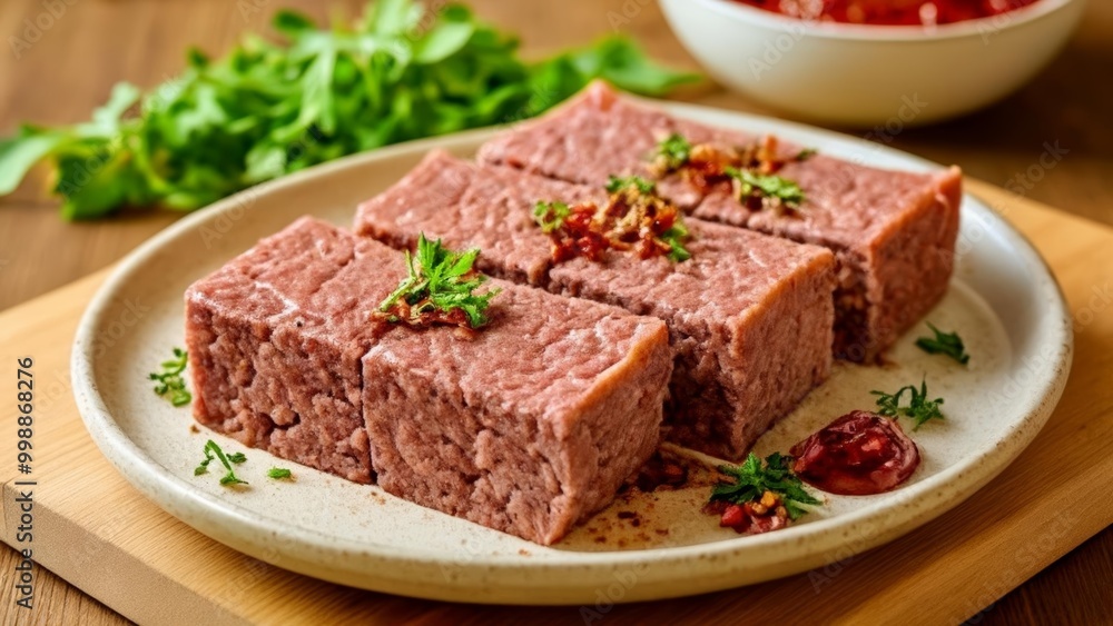 Deliciously prepared meat dish ready to be savored Deliciously prepared meat dish ready to be savored