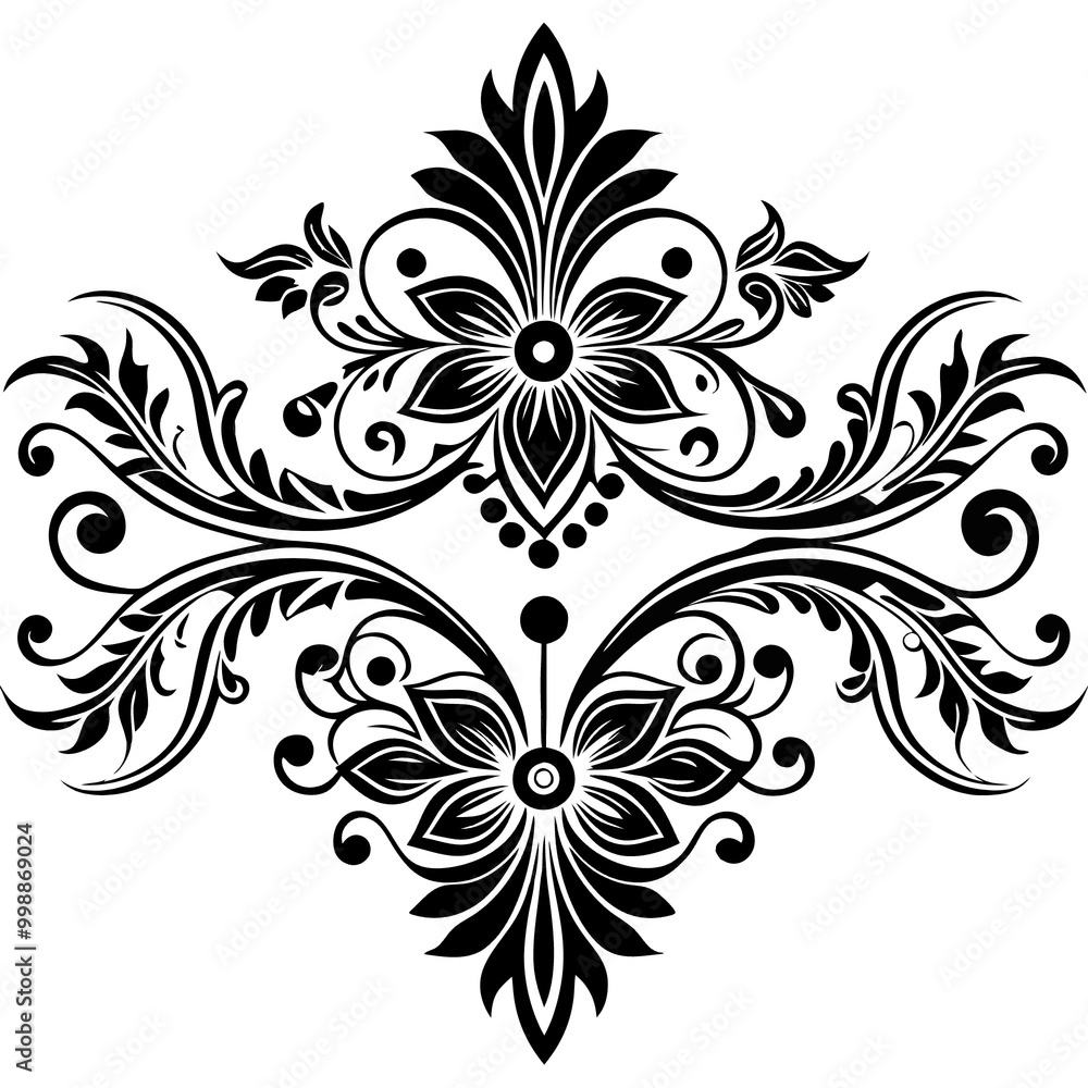 black and white floral ornament black and white floral ornament
