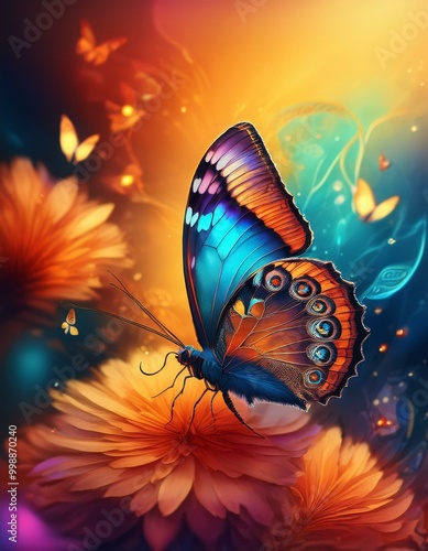 BUTTERFLY WITH. PEAKCOCK COLOR