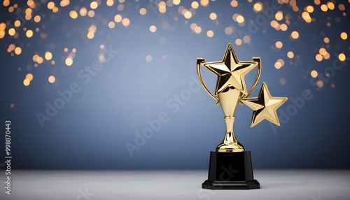 Elegant gold trophy for second place runners up with ample copy space for inscription or personalization photo