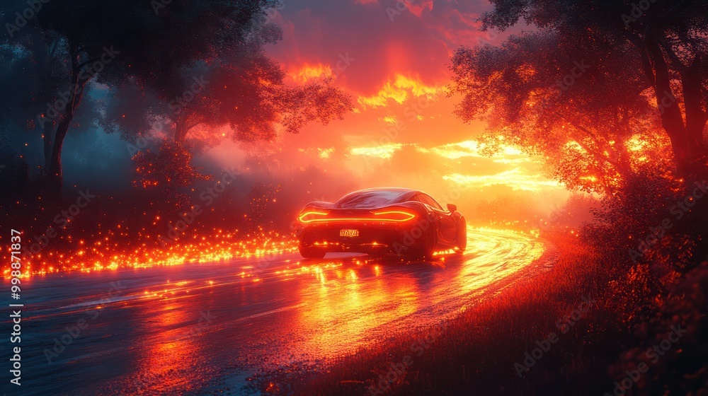 Car driving on the road of Europe. road landscape in summer. Car rushing along a high-speed highway in the sun. Car driving on the road of Europe. road landscape in summer. Car rushing along a high-speed highway in the sun.