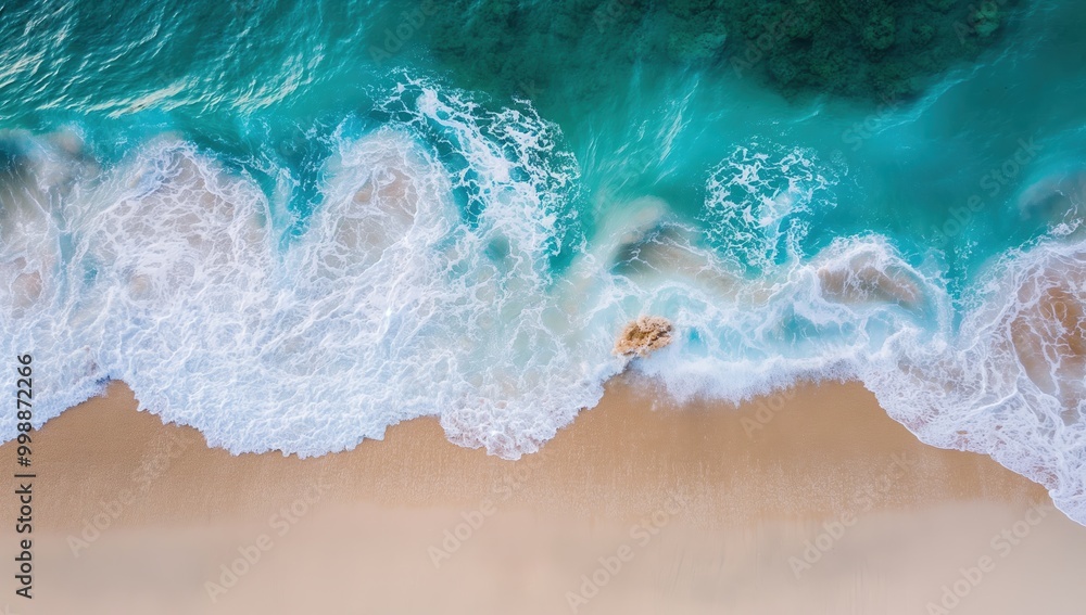 Fototapeta premium The ocean is calm and the waves are small. The water is blue and the sky is clear