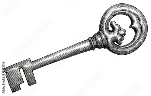 PNG  Classic key drawing sketch white background. photo