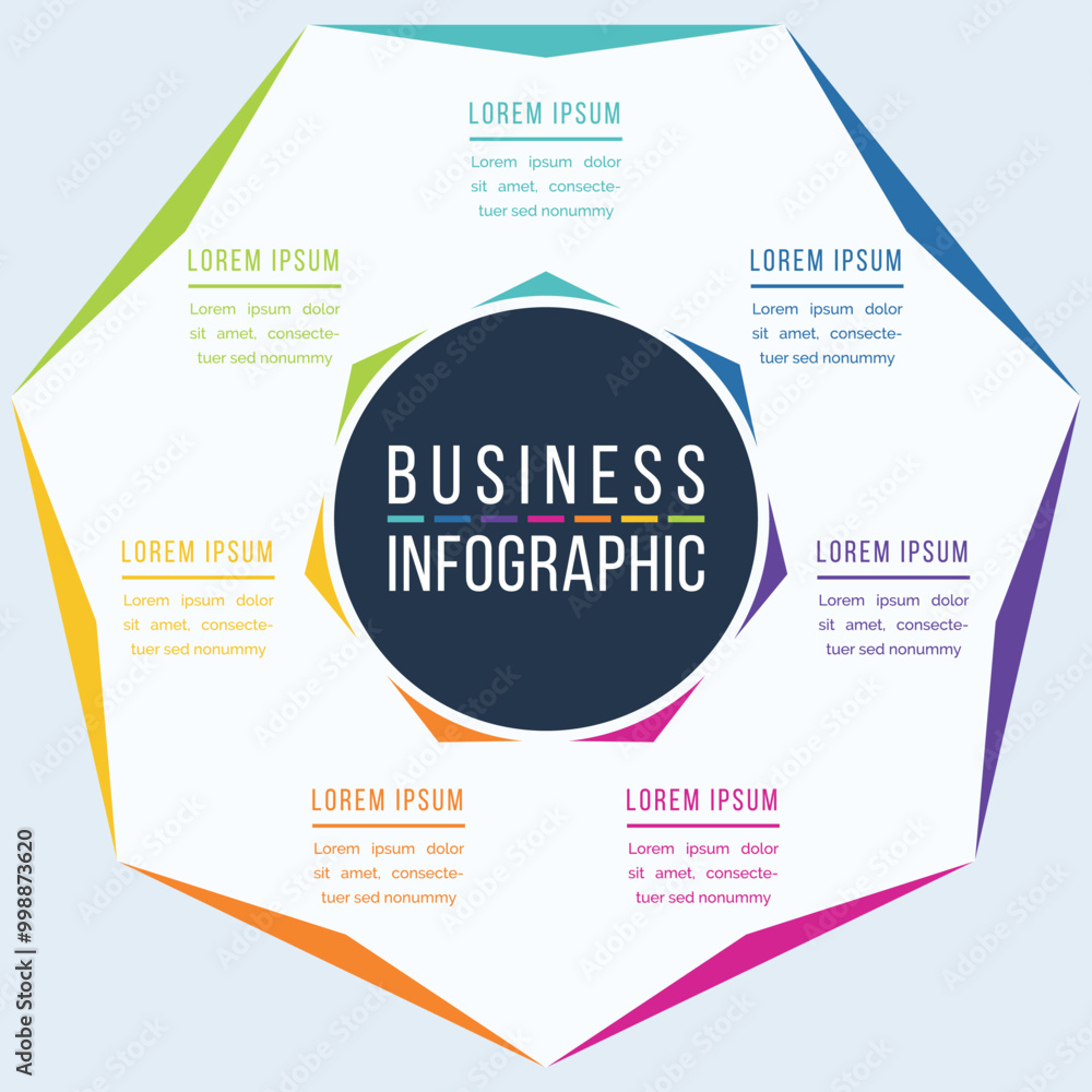 7 Steps business Infographic design 7 steps, objects, elements or options infographic business template