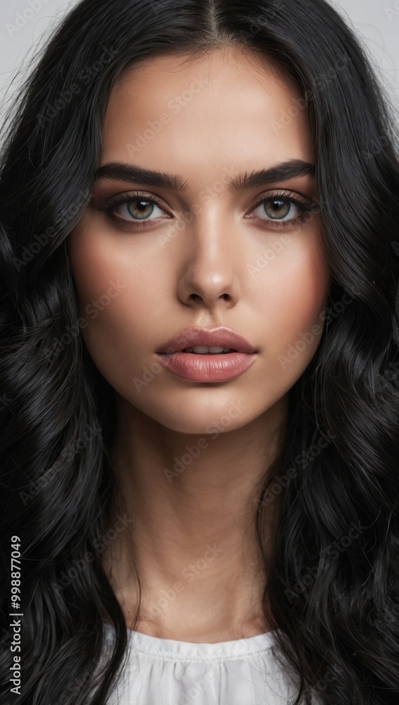 Close-up Portrait of Woman with Dark Hair Close-up Portrait of Woman with Dark Hair