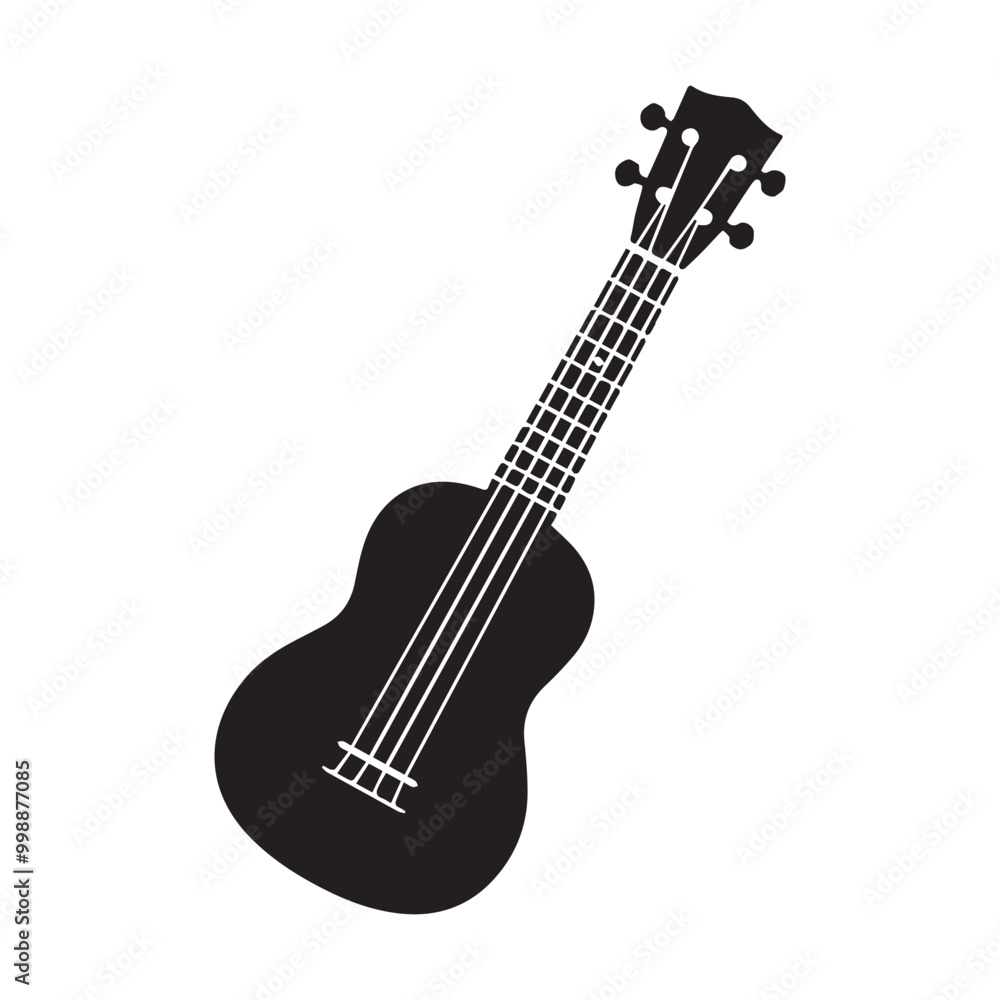 Obraz premium Artistic ukulele silhouette on white background