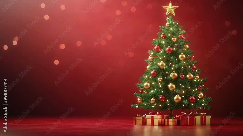Decorated Christmas tree with gifts