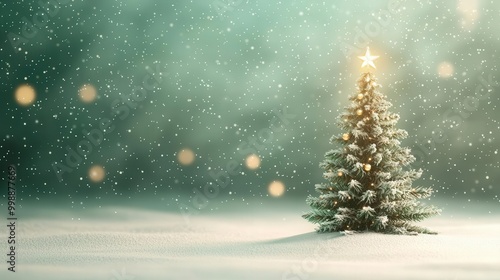 Christmas tree with snow and lights