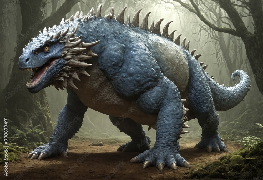 Obraz premium Giant Blue Dinosaur in Forest