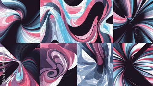 Seamless Abstract Geometric Patterns with Gradients for Branding and UI Backgrounds. photo