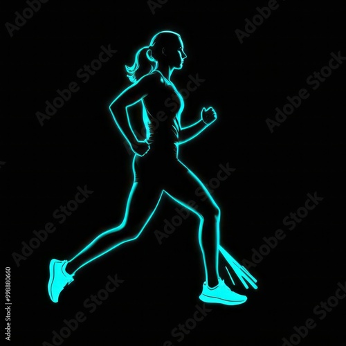 Athletics sports person doing athletic playing different sports and recreation running jogging getting fit with exercise and exercising silhouette glow neon paint generative ai silhouette runner