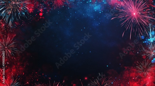 Colorful fireworks illuminate the night sky, creating a festive atmosphere filled with excitement and joy