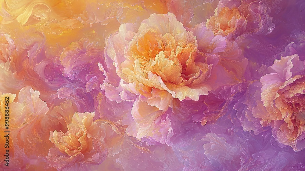 Close-up of colorful flowers against a gradient watercolor background Close-up of colorful flowers against a gradient watercolor background