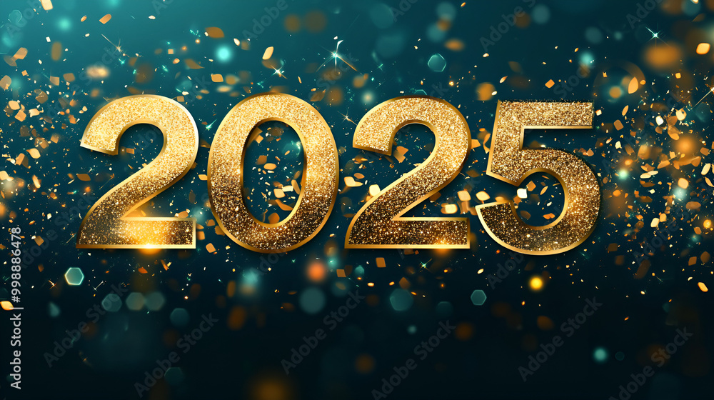 Golden 2025 New Year with Shining Lights and Bokeh for Holiday Celebrations Golden 2025 New Year with Shining Lights and Bokeh for Holiday Celebrations