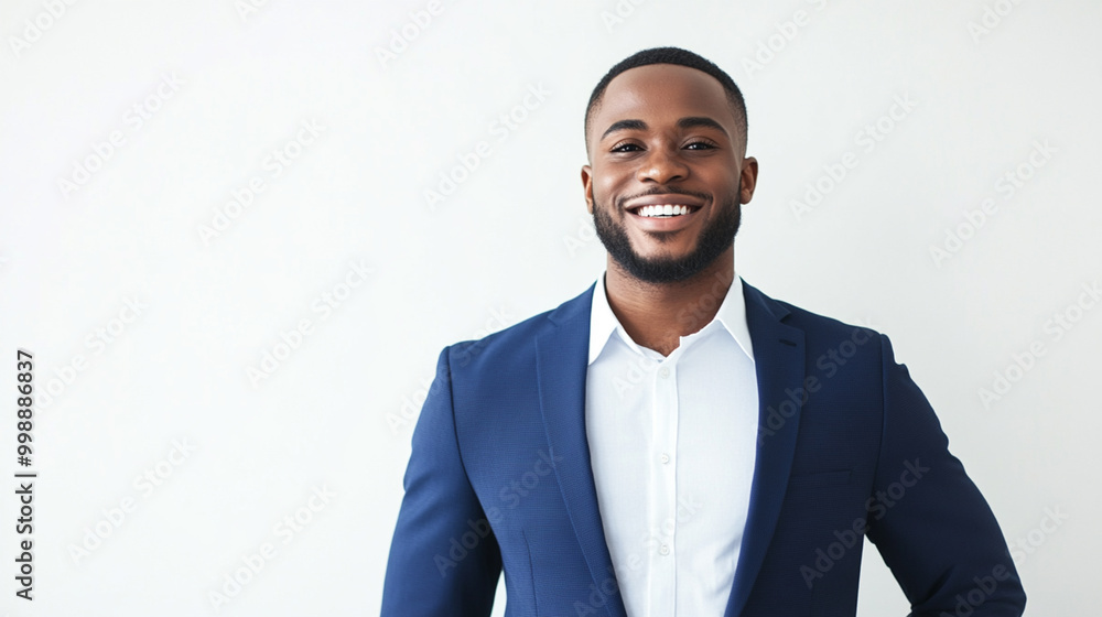 Portrait of a smiling man in a blue suit standing against a white background, symbolizing confidence, professionalism, and success.
Portrait of a smiling man in a blue suit standing against a white background, symbolizing confidence, professionalism, and success.
