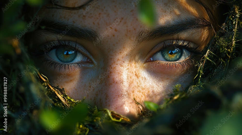 Close Up Portrait of Woman with Green Eyes and Freckles Close Up Portrait of Woman with Green Eyes and Freckles