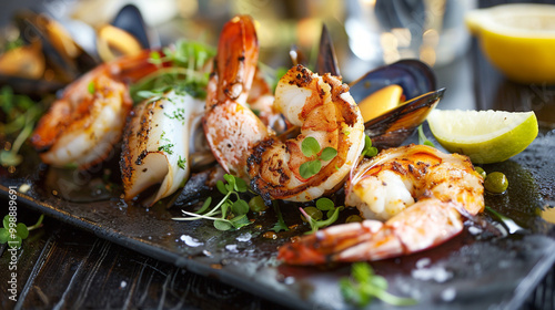 Indulge in a luxurious seafood main course with ocean-inspired flavors.