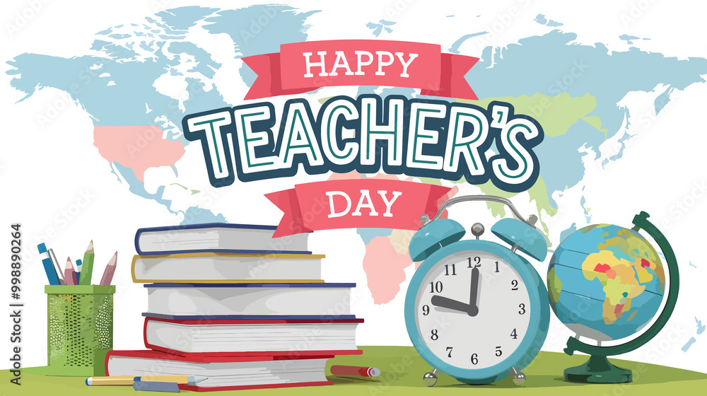 Fototapeta premium Happy Teacher's Day Illustration World Teacher's Day Greeachers Day Illustration banner design