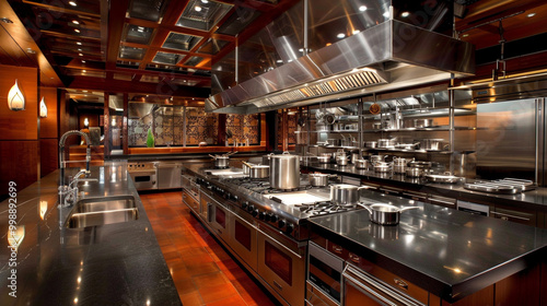 Witness a gourmet chef's culinary artistry in a professional kitchen setting.