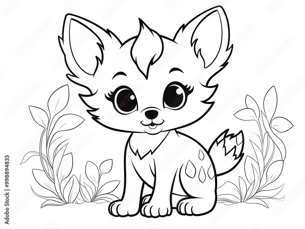 Christmas themed coloring book page with a cute animal Christmas themed coloring book page with a cute animal