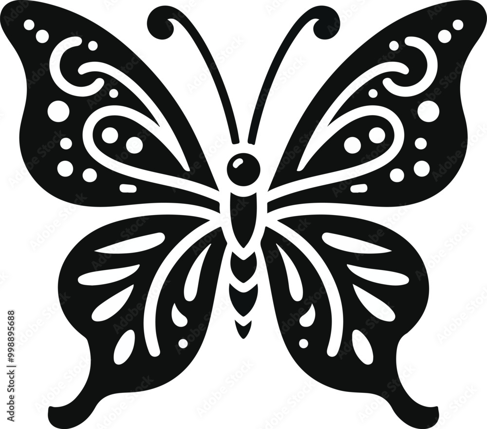 Butterflies silhouette black background on white Background Butterflies silhouette black background on white Background