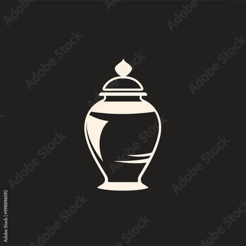 Illustration of an urn symbolizing memorialization and remembrance in a respectful and elegant design.