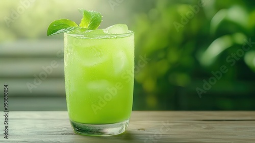 Refreshing aloe vera drink with ice