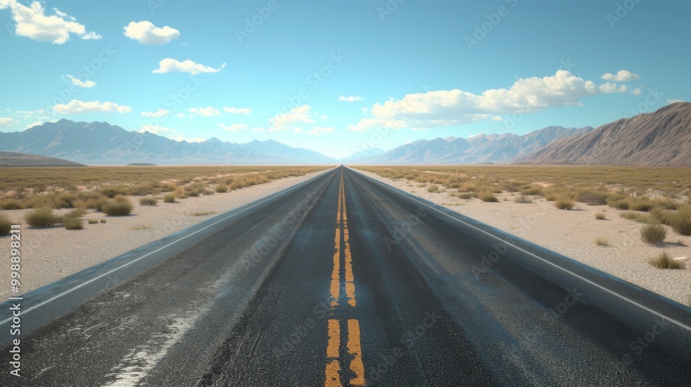 Naklejka premium Endless Road Through the Desert Landscape