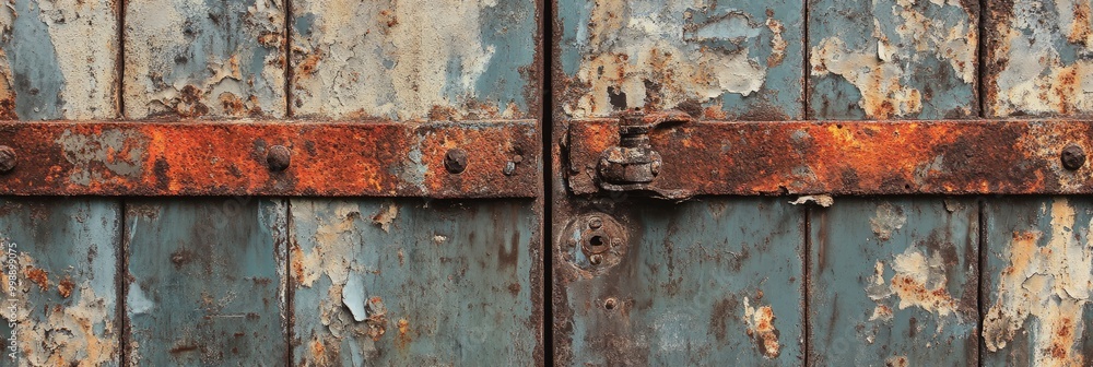 Rusted metal gate texture, with layers of corrosion and peeling paint Rusted metal gate texture, with layers of corrosion and peeling paint