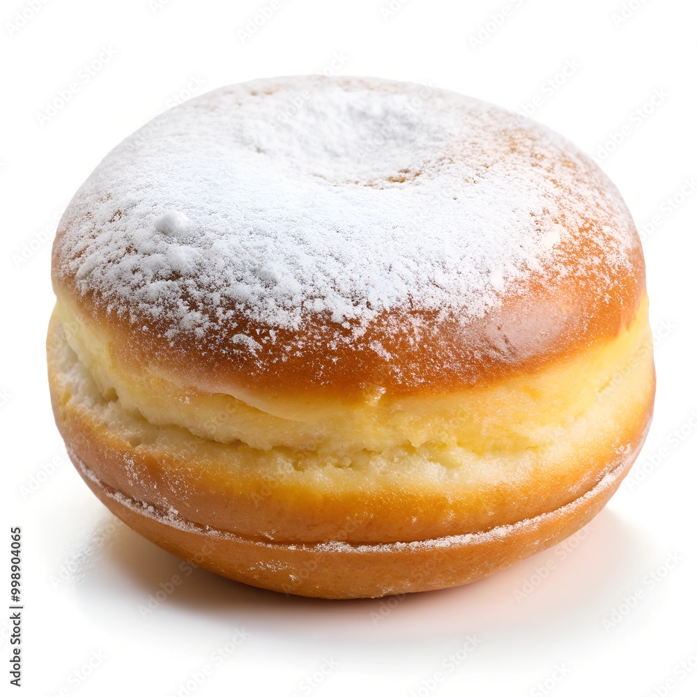 donut sprinkled with powdered sugar, isolated on white background
donut sprinkled with powdered sugar, isolated on white background