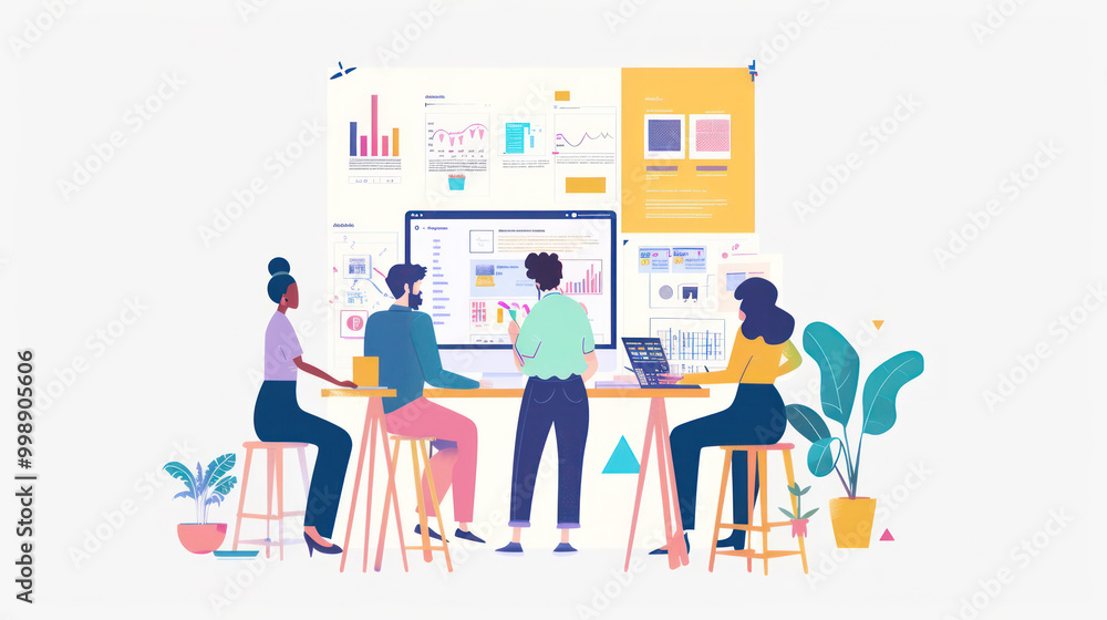 A creative team designing eye-catching ad visuals for a digital advertising campaign, focusing on brand identity and message clarity. A creative team designing eye-catching ad visuals for a digital advertising campaign, focusing on brand identity and message clarity.