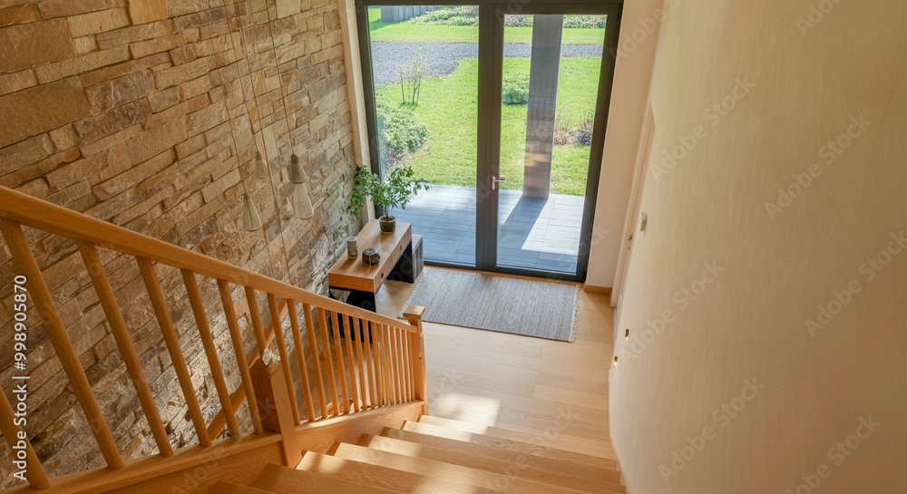 Stairs in modern architecture interior design with natural light and elegant decor Stairs in modern architecture interior design with natural light and elegant decor