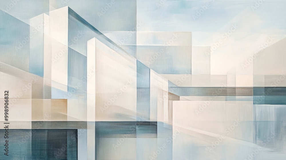 Abstract Geometric Cityscape with White and Blue Tones Abstract Geometric Cityscape with White and Blue Tones