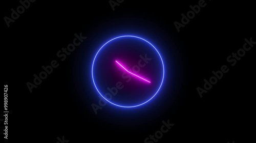 Wallpaper Mural Neon color light glowing clock animation icon well clock animated time lapse smart watch on black background Torontodigital.ca