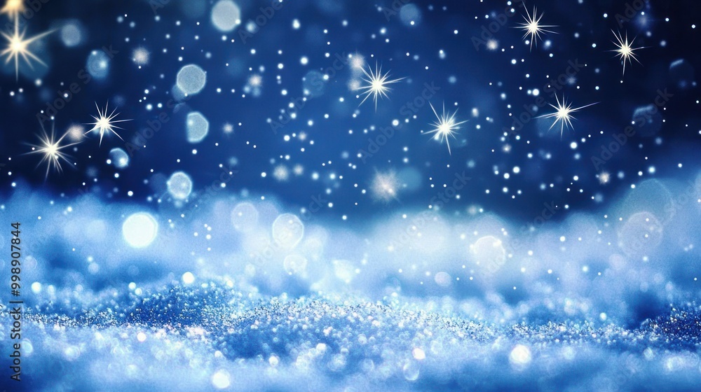 Sparkling Blue Night Sky with Glittering Snow Sparkling Blue Night Sky with Glittering Snow