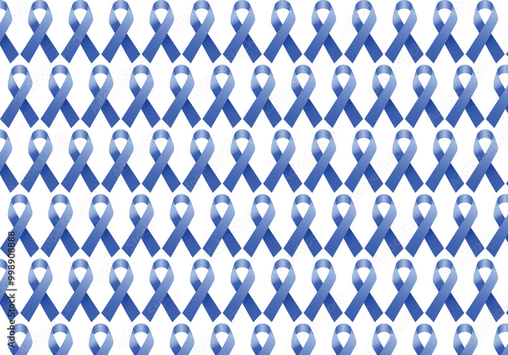 Fototapeta premium Blue Ribbon awareness icon background repeated pattern. A symbol for child abuse and prevention