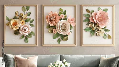 Floral Wall Decor Three Fra...