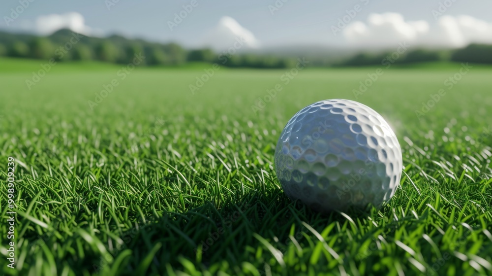 Obraz premium Golf Ball on Green Grass - Close Up