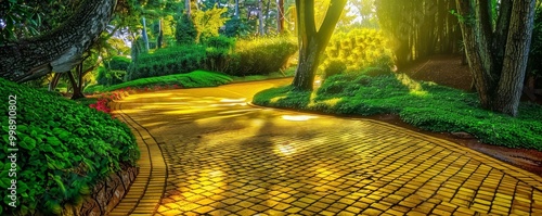The Yellow Brick Road Through the Enchanted Forest, Wizard of Oz, magical journey, fantasy