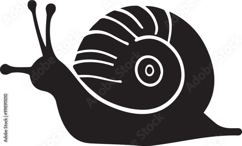 A black and white snail silhouette design