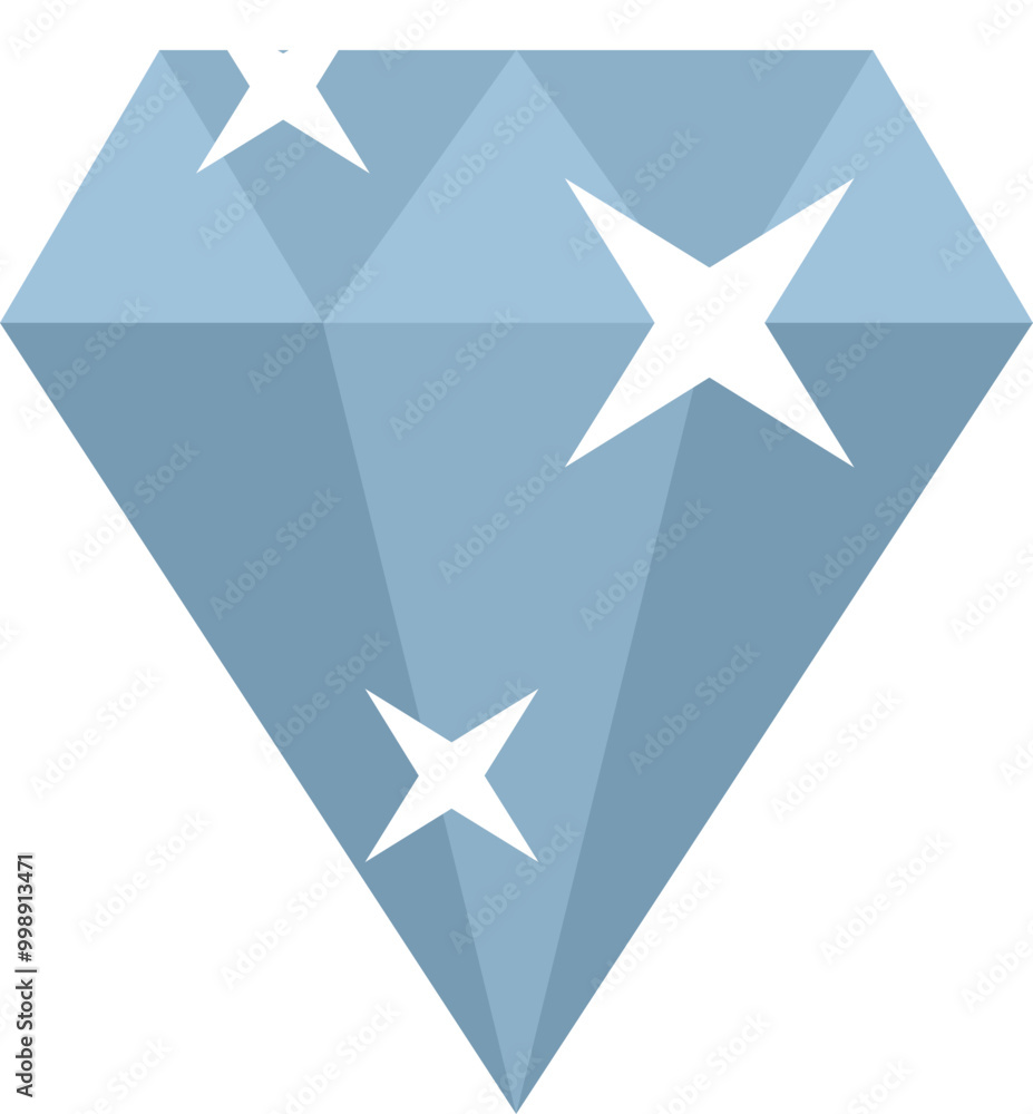 Blue diamond sparkling with light reflections on a white background Blue diamond sparkling with light reflections on a white background