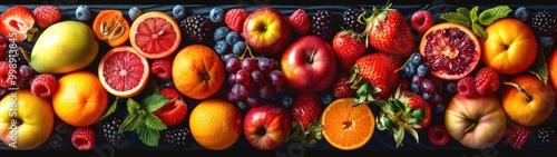 A vibrant mix of fruits, including apples, oranges, and berries.