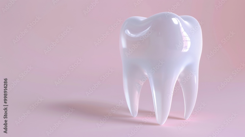 A close-up of a pristine, glossy white tooth model set against a soft pink background, emphasizing dental health and hygiene. A close-up of a pristine, glossy white tooth model set against a soft pink background, emphasizing dental health and hygiene.