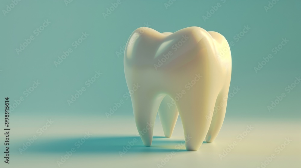 A sleek, minimalistic rendering of a glossy, single, human tooth against a pastel background, evoking themes of dental care and oral hygiene. A sleek, minimalistic rendering of a glossy, single, human tooth against a pastel background, evoking themes of dental care and oral hygiene.
