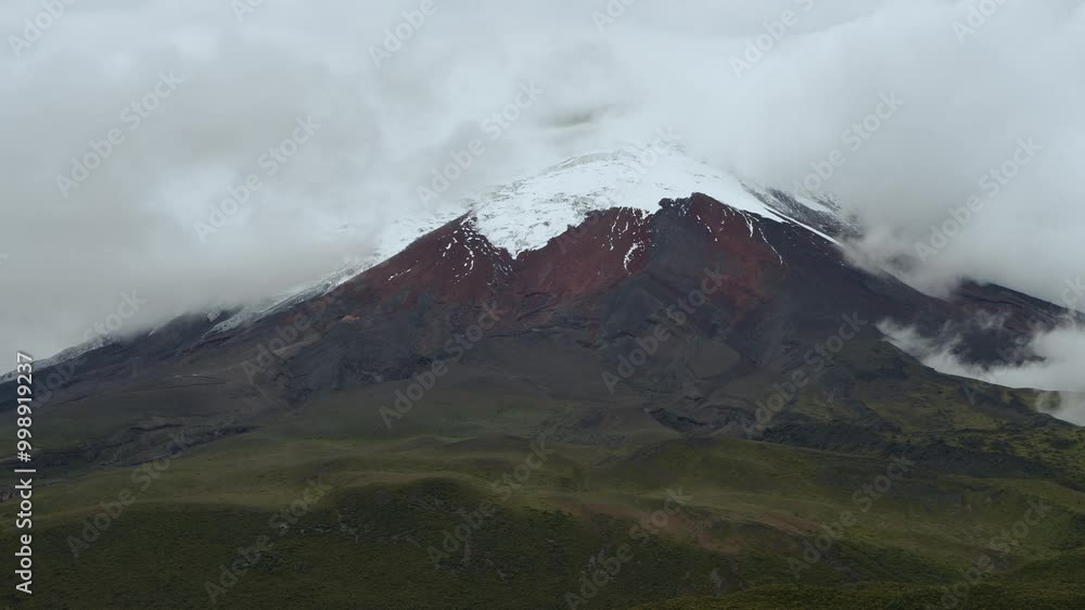 Cotopaxi National Park with snowy volcano peak, Andes in Ecuador. Static view Cotopaxi National Park with snowy volcano peak, Andes in Ecuador. Static view