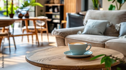 A Cup of Coffee on a Wooden...