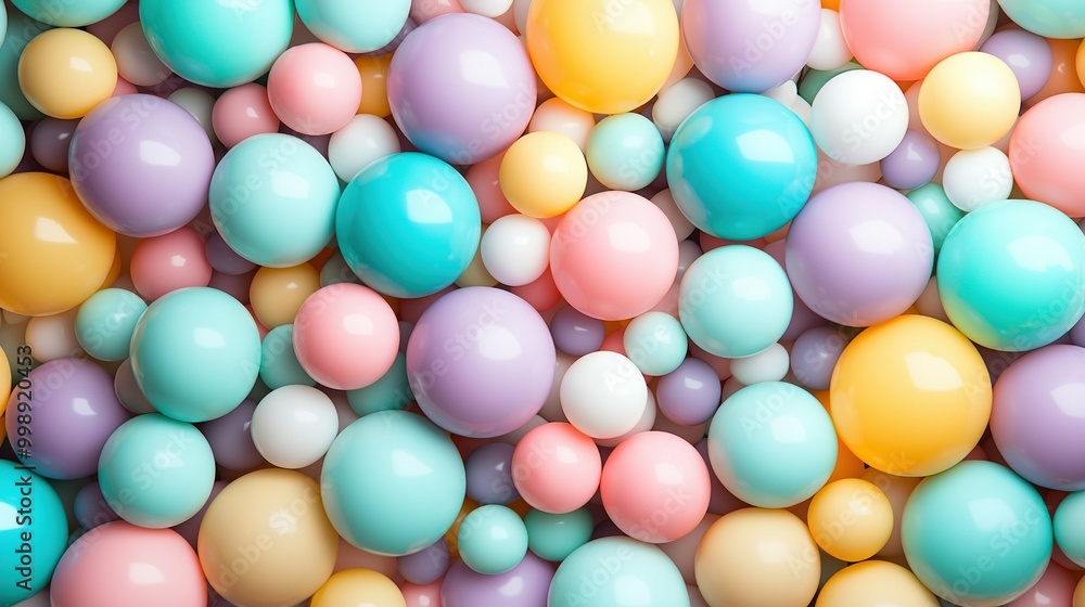 Pale hues of blue, yellow, green, and pink dots scatter the surface in an organized pattern Pale hues of blue, yellow, green, and pink dots scatter the surface in an organized pattern
